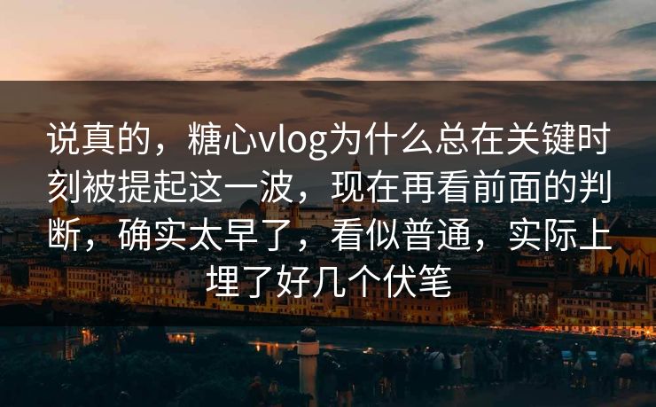 说真的，糖心vlog为什么总在关键时刻被提起这一波，现在再看前面的判断，确实太早了，看似普通，实际上埋了好几个伏笔  第1张