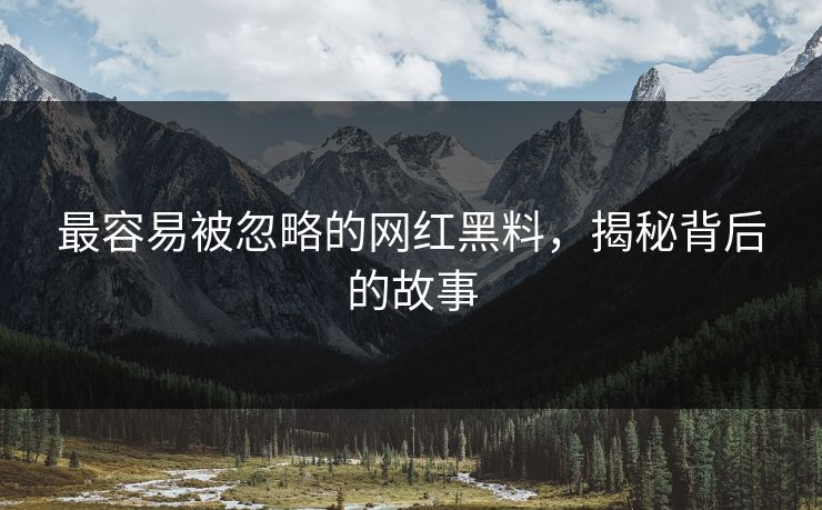 最容易被忽略的网红黑料,揭秘背后的故事 第1张 最容易被忽略的网红黑料,揭秘背后的故事 第1张